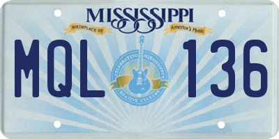 MS license plate MQL136