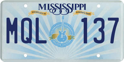 MS license plate MQL137