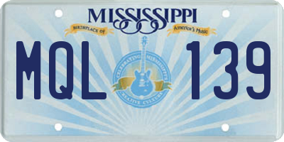 MS license plate MQL139