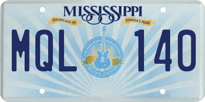 MS license plate MQL140