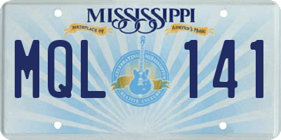 MS license plate MQL141