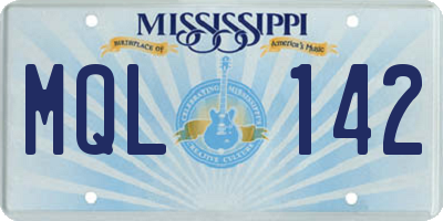 MS license plate MQL142