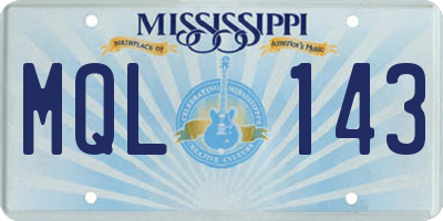 MS license plate MQL143
