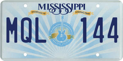 MS license plate MQL144