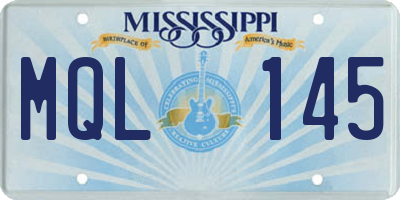 MS license plate MQL145