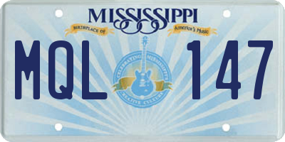 MS license plate MQL147