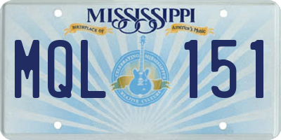 MS license plate MQL151