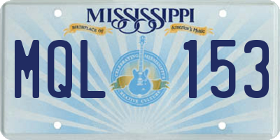 MS license plate MQL153