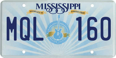 MS license plate MQL160