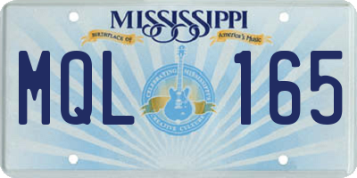 MS license plate MQL165