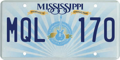 MS license plate MQL170
