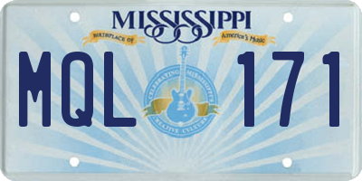 MS license plate MQL171
