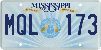MS license plate MQL173