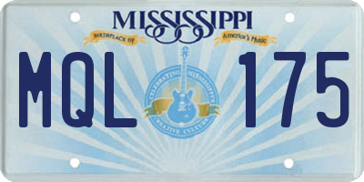 MS license plate MQL175