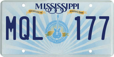 MS license plate MQL177