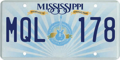 MS license plate MQL178