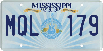 MS license plate MQL179