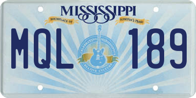 MS license plate MQL189