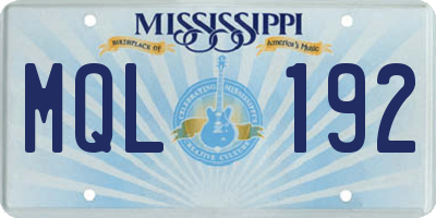 MS license plate MQL192