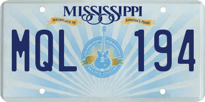 MS license plate MQL194