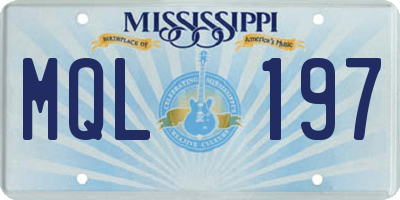 MS license plate MQL197