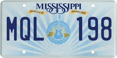 MS license plate MQL198