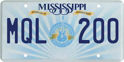 MS license plate MQL200