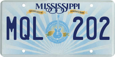 MS license plate MQL202
