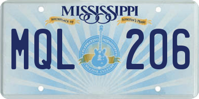 MS license plate MQL206