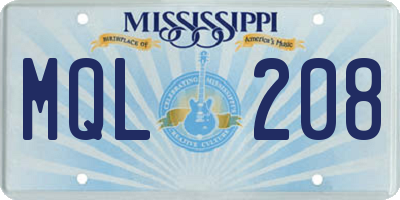 MS license plate MQL208