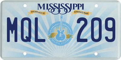 MS license plate MQL209