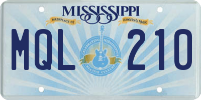 MS license plate MQL210