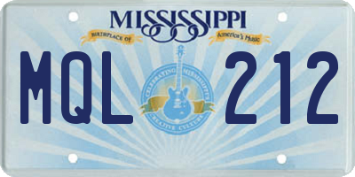 MS license plate MQL212