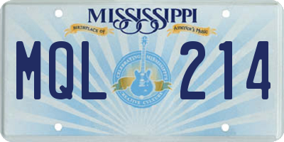 MS license plate MQL214
