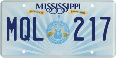 MS license plate MQL217