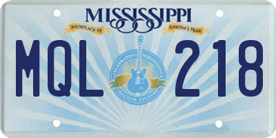 MS license plate MQL218