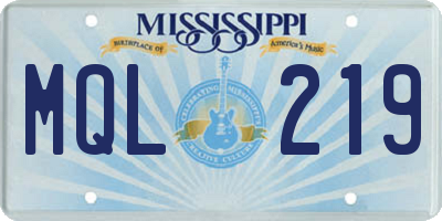 MS license plate MQL219