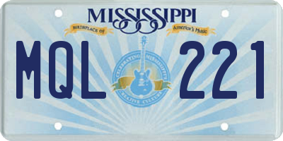 MS license plate MQL221