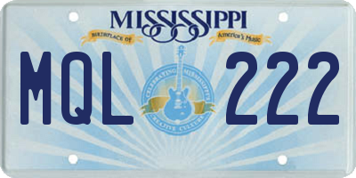 MS license plate MQL222