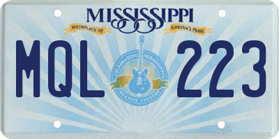 MS license plate MQL223