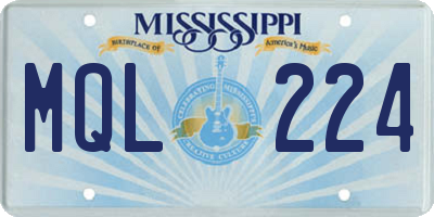 MS license plate MQL224