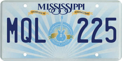 MS license plate MQL225