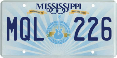 MS license plate MQL226