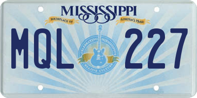 MS license plate MQL227