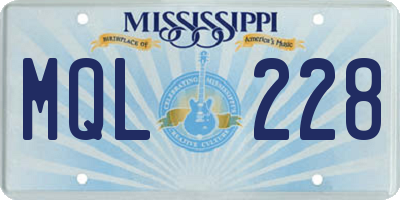 MS license plate MQL228
