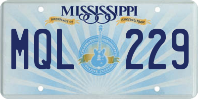 MS license plate MQL229