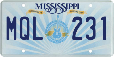 MS license plate MQL231