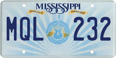 MS license plate MQL232