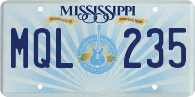 MS license plate MQL235