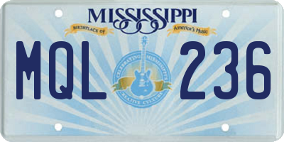 MS license plate MQL236